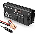 LVYUAN Power Inverter 2000W DC 12V to 240V AC Car Converter with 4 USB, 3 AC Sockets and LED Display Black
