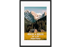 EYMPEU Cadre Photo 40x60 Noir en Alliage d'aluminium avec Passe-Partout pour Accrocher au Mur