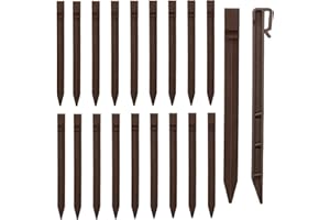 XFLOFE Lot de 20 piquets de bordure de paysage, 10 piquets épais d'ancrage de paysage, piquets d'ancrage en plastique pour bordure, planche de terrasse et jardin (marron)
