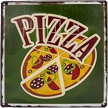 Plaque En Tôle Vintage 'Hot Pizza' - Décoration Murale Rétro 30x20cm - Pour Cuisine, Bar, Restaurant