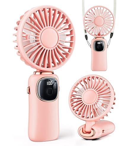 Ventilatore Portatile, Mini Ventilatore Pieghevole A 180°, Display LCD Ultra Silenzioso 4000 Mah Con Cordino Bianco 87929538