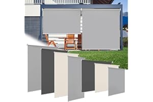 Ollewiellan Senkrechtmarkise Vertikalmarkise 180x240cm Balkonmarkise Sonnenschutz, Balkonrollo, Windschutz, Seitenrollo Beschattung, Wetterbeständig für Balkon, Terrasse, Garten, Hellgrau