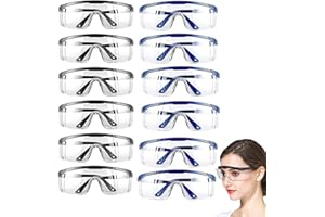 Yuqilin 12 Piezas Gafas Proteccion Trabajo Patillas Ajustables Gafas de Seguridad Protección Lateral Transparentes Hombre Prueba de Viento para Obras Laboratorios Ciclismo Tiro Agricultura