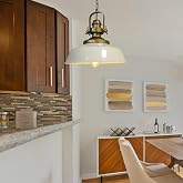 Pendant Chandelier White Bedroom Living Room Kitchen Hall Lamp (Cream-Round)