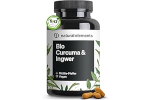 ‎NATURAL ELEMENTS natural elements Bio Curcuma & Ingwer – 180 Kapseln – Bio Kurkuma, Bio Ingwer & Bio Pfeffer – mit Curcumin & Piperin – hochdosiert – in Deutschland produziert & laborgeprüft Vegan