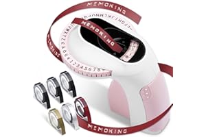 Memoking Étiqueteuse de gaufrage avec 6 Rubans d'étiquettes E975 3D Embossed Label Printer Machine, Labelling Machine, pour la Maison, Le Bricolage et Les travaux manuels (£/€, Ä, Ö, Ü)