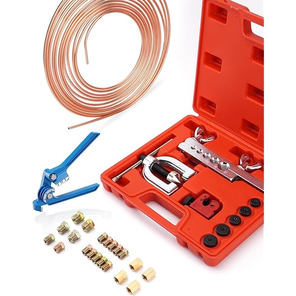 25Ft 3/16" Zinc-Coated Brake Line Kit And 16 Fittings, 2 Union And 4