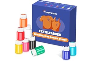 7 Artists Textilfarbe Waschmaschinenfest - 9 Stoffmalfarben Waschfest x 20 ml - Stoff Farbe für Kleidung, Schuhe, Jeans, Taschen, T Shirt Bemalen