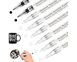 White Marker Pen,0.7mm Acrylic Paint Pen white permanent marker for Rock, Wood, Fabric, Glass, Canvas, Wood, Permanent Water 