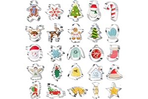 KEEPATY Keapaty 25 Stücke Weihnachten Ausstechformen Set zum Backen – Weihnachtsbaum, Lebkuchenmann, Schneeflocke, Weihnachtsmann und mehr Formen Weihnachts Ausstecher