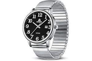 LN LENQIN Mens Watches Analog Quartz Watches for Men Stainless Steel Waterproof Men's Wrist Watch Easy Reader 38 mm Expansion Band