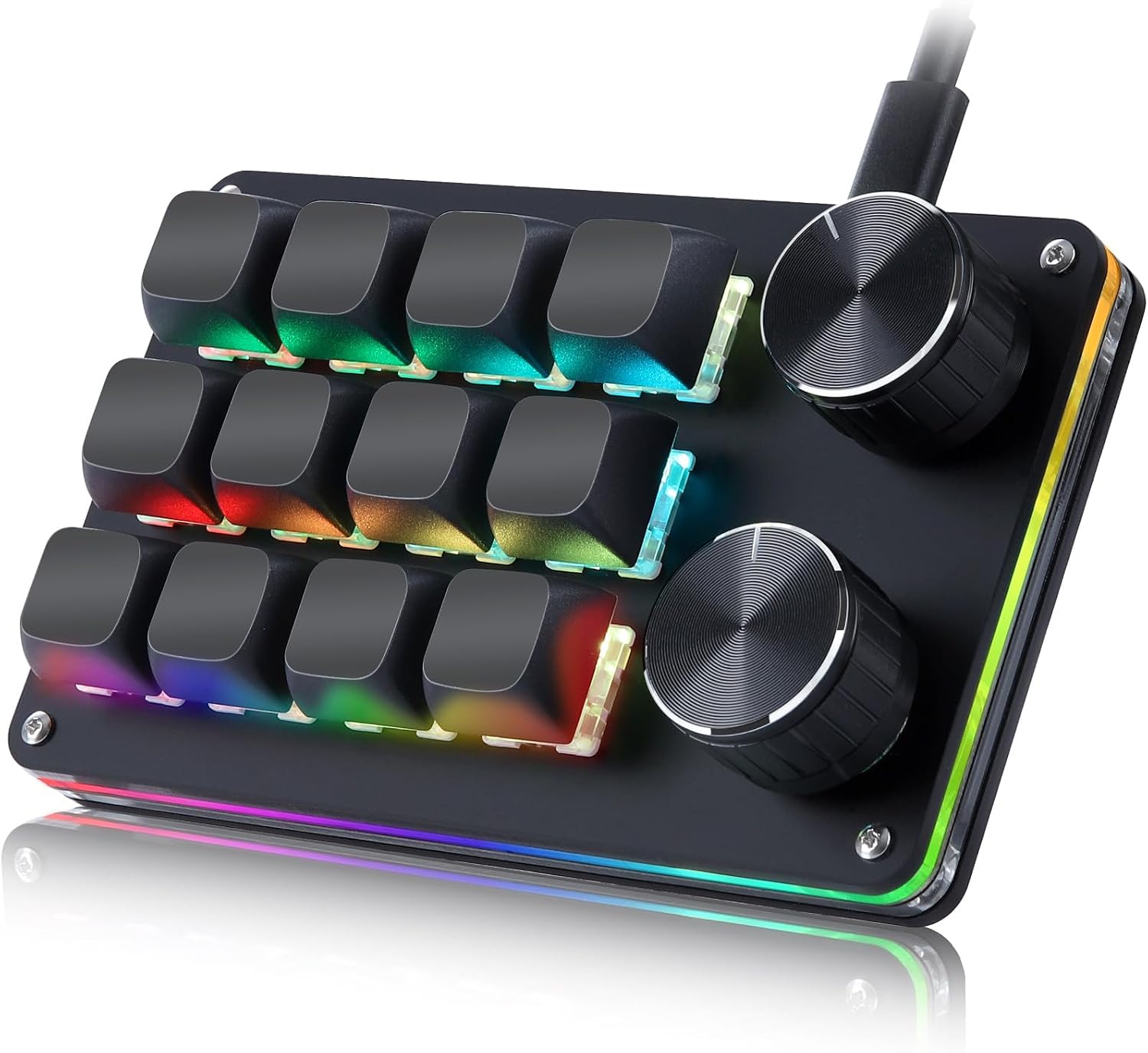 Koolertron Teclado Gaming,12 Teclas Programables Teclado Mecánico Macro de Una Mano,RGB Retroiluminación Mechanical Gaming Keyboard
