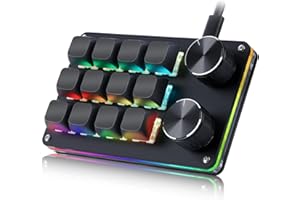 Koolertron Teclado Gaming,12 Teclas Programables Teclado Mecánico Macro de Una Mano,RGB Retroiluminación Mechanical Gaming Keyboard