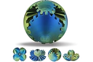 SANSGOUP Gear Ball Stampato in 3D, Gearsphere - The Steampunk Whirling Wonder Fidget Gear Spere, Giocattoli Girevoli con Sfera di Torsione, Antistress Giocattoli per Bambini Adulti (Oro Blu Laser)