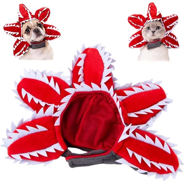 Cappello Demogorgon Per Animali Domestici – Fascia Cosplay Con Fiori Spaventosi, Regolabile Per Halloween E Carnevale