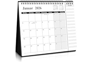 ‎SKYDUE SKYDUE Tischkalender 2026, Kalender Von Jul. 25 Bis Dez. 26, 2026 Tischkalender Zum Aufstellen, Monatskalender 2026 Mit Monatsansicht Abreißbarer Liste,27x23x7.8cm, Kalender Schuljahr (Schwarz)