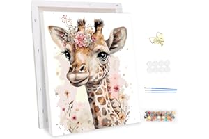 MEIYUDA DIY Paint by Numbers for Adults with Frame Giraffe, Paint by Numbers Animal Arts and Crafts Kit for Adults Beginner Acrylic Pigment Drawing Paintwork for Home Wall Decor 30x40cm