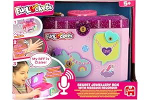 FUNLOCKETS - Boite à Bijoux électronique avec enregistreur Vocal - Compartiment Secret - 25 Surprises - Accessoires pour créer Ses Bijoux - 5 Ans
