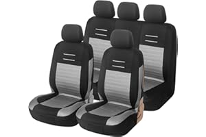 ‎UPGRADE4CARS Upgrade4cars Autositzbezüge Grau Schwarz | Autoschonbezüge Set für Vordersitze & Rückbank | Autositzbezug Universal