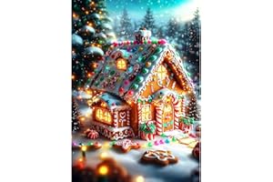 DAERLE Diamond Painting Casa de dulces, Pintura Diamante para Adultos, Navidad, Diamond Painting Kit Completo, Bricolaje Dibujo de Diamantes Para Decoración De Pared Del Hogar 30x40cm