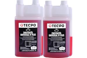 ‎TECPO TECPO Zweitaktöl Universal 2-Takt FF Plus, teilsynthetisch, mit Fuel Fresh für Gemisch & Getrenntschmierung für Motorsäge, Rasenmäher, Mofa, JASO FD, ISO-L-EGD, API TC 1:50 mischbar