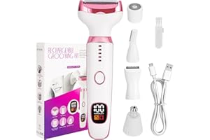 VEMFAY Rasoir Electrique Femmes, 5 en 1 Tondeuse Electrique, Bikini, Aisselles, Jambes, Sourcils et nez Rasoir sec et Humide sans Douleur, USB Rechargeabl
