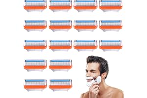 MUODECO 16er Kompatibel Fusion 5 Klingen, Rasierklingen für Nassrasierer Herren Herrenrasierer-Geschenk Orange