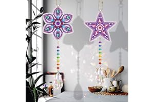 OKUGAIYA Diamond Painting Set Hängender Anhänger Handwerk, 2 Stück DIY Special Shaped Bohrer Kristall Licht Fenster Windspiele Schmuck Kit Kunst Mosaik Deko.B