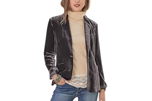 MINTLIMIT Women's Casual Velvet Blazer Notched Lapel Button Front Blazer Jacket Long Sleeve Jacket Coat Blazer