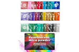 Luckymica Mica Pulver, 36 Farben Perlmutt-Pigmentpulver für Epoxidharz, 3g/Beutel Perlpigment-Set für Seifenherstellung, Badebomben, Kerzenherstellung, Kunsthandwerk, Lipgloss, Nagellack, Farbstoff