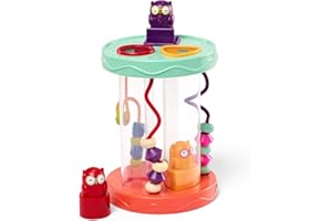 B. toys Juguetes para bebés - Juguete para clasificar formas, Juguete de motricidad con sonidos para clasificar con búho bucle de motricidad - Para bebés a partir de 10 meses