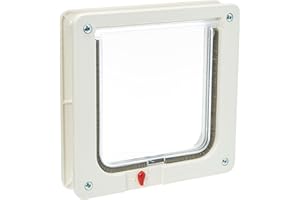 IDEAL PET PRODUCTS SINCE 1979 Ideal_Pet_Products Lockable Cat Flap with Telescoping Frame, Cream, 6.25 x 6.25-inch