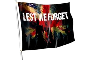 NEWHSY Lest We Forget Flag 5ft x 3ft Remembrance Day Poppy Flags for Honor Veterans Memorial Day Remembrance Day Decorations Gifts