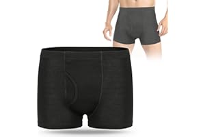 CARER BEAUTY Carer Boxer d'Incontinence pour Hommes, Caleçons d'Incontinence en Coton avec Coussin Absorbant 300ML Lavable Respirant Doux Conçu pour l'Incontinence Noir-L