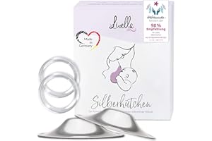 Livella | Silberhütchen aus 999er Silber mit 2x Comfort-Ring | Made in Germany | Hilfe bei gereizten Brustwarzen | Unterstützt feuchte Wundheilung beim Stillen | Wochenbett Stillhütchen (2 Stück)