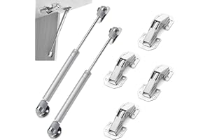 CTCEHL Aufschraubscharnier,Gasfeder,Aufschraubscharnier Scharnier 90°,100N Gasdruckfeder,scharniere für schranktüren,für Schranktüren,Holztüren(4*Aufschraubscharniere und 2*Gasfeder)