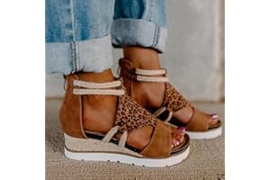 DZQQ Sandales Femmes Talon compensé Bout Ouvert Poisson Bouche Commerce extérieur Style Romain Sandales Chaussures Troupeau Fermeture éclair Grande Taille Chaussures Femmes