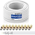 deleyCON 20m Cavo Coassiale SAT HQ 130dB con Schermatura Quattro DVB-S/S2 DVB-T DVB-C BK HDTV 4K 1080p Full HD + 10 Connettor