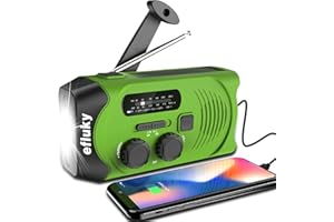 efluky Wind Up radio solarne, przenośne radio korbowe AM/FM, ładowanie przez USB, radio awaryjne z latarką LED, alarmem SOS i dynamo z korbą ręczną na kemping, survival, w podróży, w nagłych wypadkach