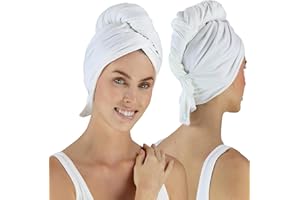 Hair RePear Serviette en Coton Anti-frisottis pour Femme, pour Le plopping et Le froissage des Cheveux mouillés, ondulés, bouclés ou raides (Blanc, 73,7 x 114 cm)