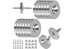 Foppla 12Pcs Duty Flat Thin Metal Magnetic Closure: Concealed Kitchen Cupboard, Drawer & Sliding Closet Door Catch Closer, Hidden Latch Baby Proof Safety Furniture Magnet for Cabinet Closet (Silver)