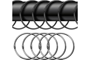 NHTJTHE 40 anelli per tende da aprire, anelli rotondi per tende, 50 mm, anelli per tende e bastoni per tende, colore nero