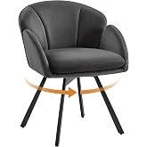 Yaheetech Office Chair 360&deg; Swivel Chair in Flower Shape Dark Grey | Desk Chair with Removable Cushion, Velvet Makeup Chair f