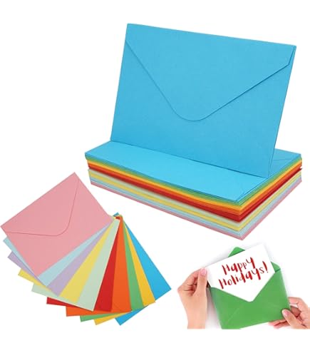 YanBous Mini-enveloppen, kleurrijk, 11,5 x 8,2 cm, 4 kleuren, ideaal voor wenskaarten, bruiloft, verjaardag, feest, 80 stuks