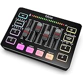 FIFINE Gaming Audio Mixer, Streaming RGB PC Mixer with XLR Microphone Interface, Individual Control, Volume Fader, Mute Butto