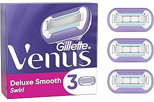 Gillette Venus Deluxe Smooth Swirl Recharges De Lames X3, Pour Femme, À 5 Lames, Bleu, 3 Unité (Lot de 1)