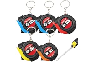 DELAMIYA 5 sztuk zwijanych taśm mierniczych, 1 m, mała taśma miernicza z brelokiem do kluczy, wymiary taśmy z kółkiem na klucze, mini taśma miernicza ze skalą metryczną i calową, automatyczne cofanie taśmy do