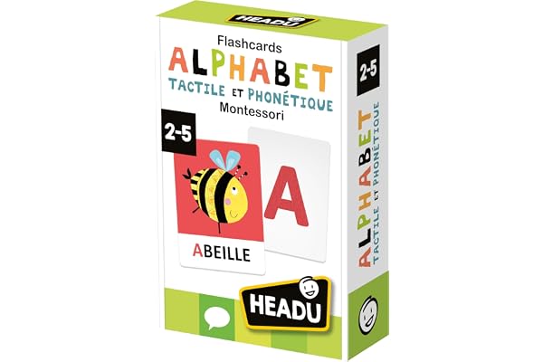 HEADU - Flashcards Alphabet Tactile Phonétique Montessori - Lis, Touche Et Écoute | Jeu 2 3 4 5 6 Ans pour Apprendre à Lire et à Écrire, Jeu Educatif Montessori, Cadeau Fille, Cadeau Garçon
