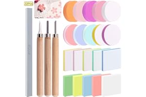 Keadic 24 Piece Linogravure Plaque Kit Linogravure Caoutchouc Block Printing Starter Linoleum Plate avec Papiers Calques, Bloc de Mélange pour la Gravure et DIY Impression en Reliefs