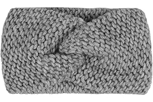 Zwillingsherz Stirnband mit Knoten - Hochwertiges Strick-Kopfband für Damen Frauen Mädchen - Wolle - Ohrenschutz - Haarband - warm weich und luftig für Frühjahr Herbst und Winter
